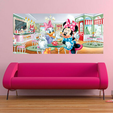 Poster géant Minnie & Daisy au salon de thé Disney intisse 202X90 CM - Multicolor
