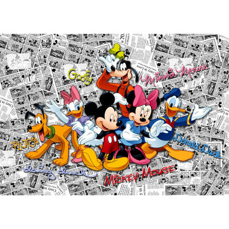 Poster géant XXL Mickey Fond mixte BD Blanc Disney 360X270 cm