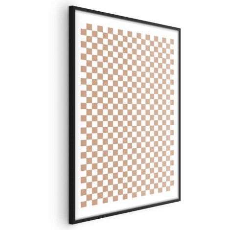 Poster - Geometria e marroni - un motivo a scacchiera in tonalità neutre