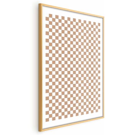 Póster - Geometría y tonos marrones - un estampado a cuadros en tonos neutros
