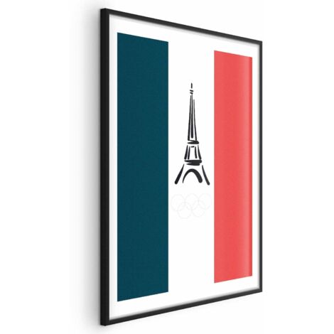 Poster - Grafica della Torre Eiffel sullo sfondo della bandiera francese