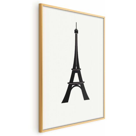 Poster - Grafica semplice della Torre Eiffel in bianco e nero