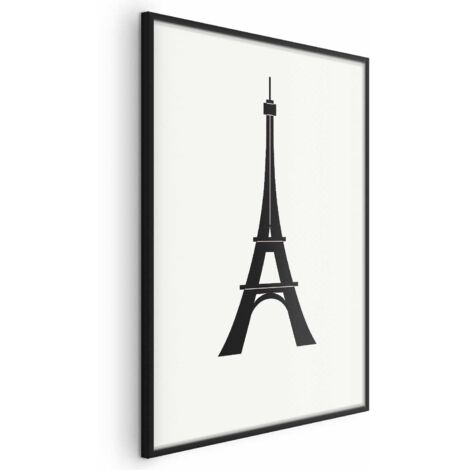 Poster - Grafica semplice della Torre Eiffel in bianco e nero