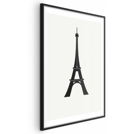 Poster - Grafica semplice della Torre Eiffel in bianco e nero