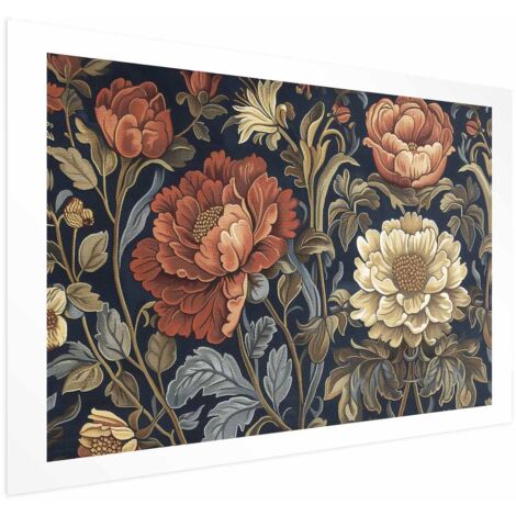 Poster – Großes Wandteppichblumenmuster im Retro-Stil