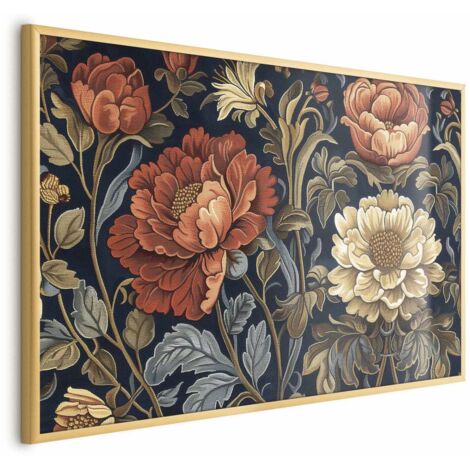 Poster – Großes Wandteppichblumenmuster im Retro-Stil