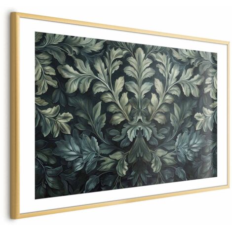 Póster - Hojas victorianas en verde oscuro