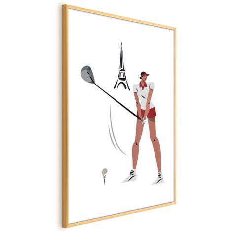 Poster – Illustration eines Golfers vor dem Hintergrund des Eiffelturms