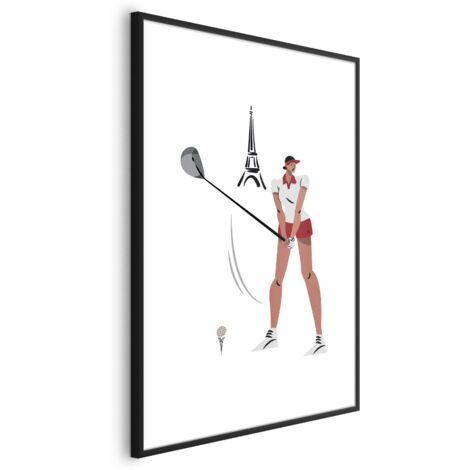 Poster – Illustration eines Golfers vor dem Hintergrund des Eiffelturms