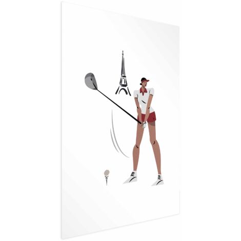 Poster – Illustration eines Golfers vor dem Hintergrund des Eiffelturms