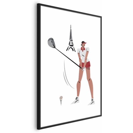 Poster – Illustration eines Golfers vor dem Hintergrund des Eiffelturms