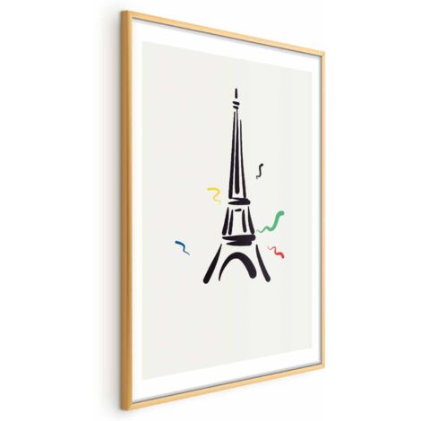 Poster - Illustrazione nera della Torre Eiffel su sfondo chiaro