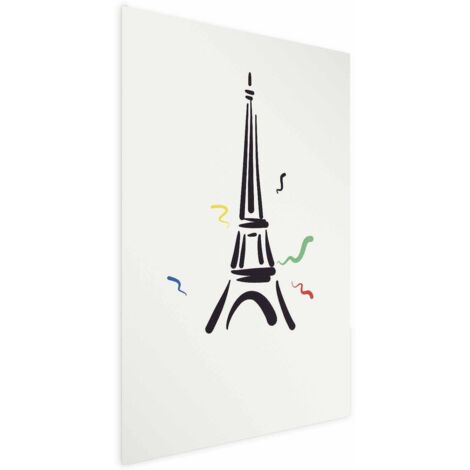 Poster - Illustrazione nera della Torre Eiffel su sfondo chiaro