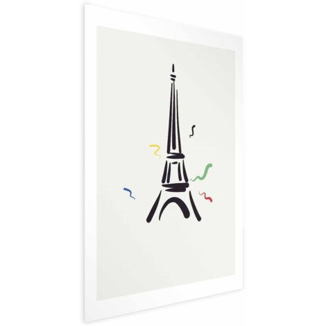 Poster - Illustrazione nera della Torre Eiffel su sfondo chiaro