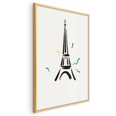 Poster - Illustrazione nera della Torre Eiffel su sfondo chiaro