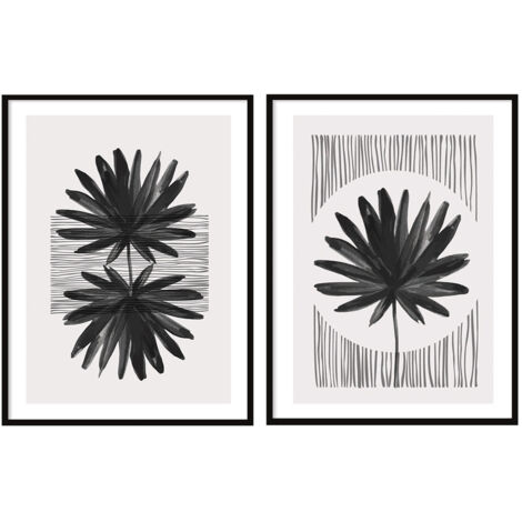 POSTER IMMAGINARI IN CORNICE 53x73cm Dittico Set di 2 dipinti Boho Leaves P2064