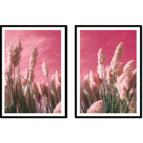 POSTER IMMAGINI IN CORNICE 53x73cm Dittico Set di 2 dipinti Erbe Boho P2155