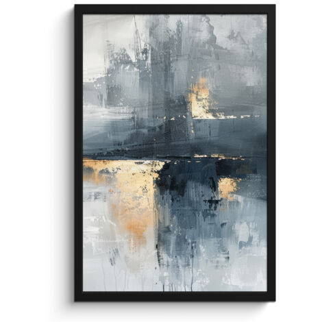 POSTER INCORNICIATO Arte - Grigio - Oro - Astratto 40x60 cm