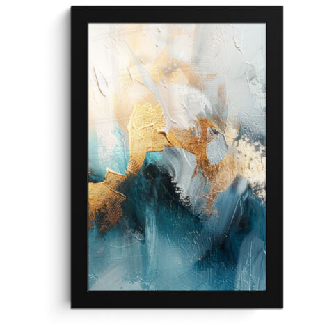 POSTER INCORNICIATO Astratto - Arte - Oro - Blu 20x30 cm