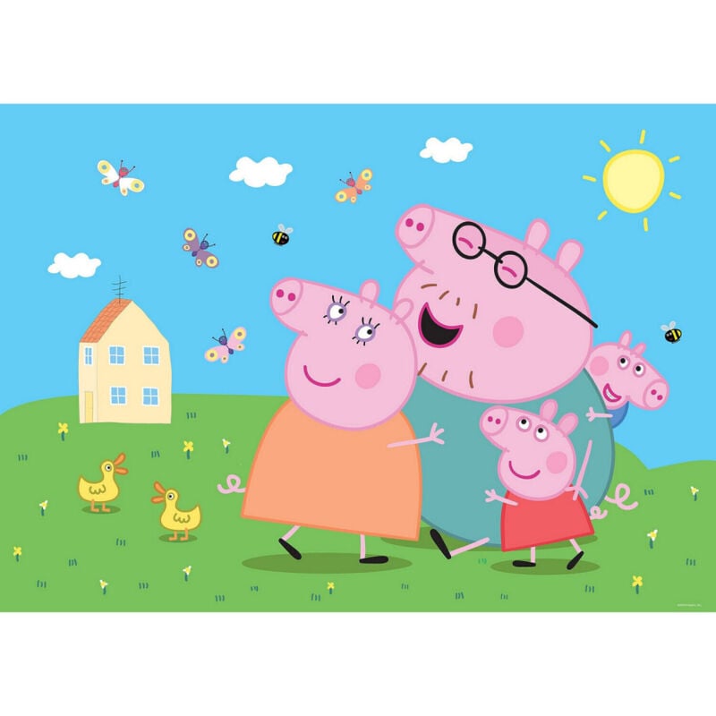 Ag Art - Poster intissé Peppa Pig avec sa famille - 155 x 110 cm