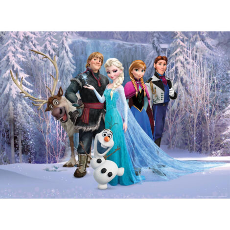 Poster La Reine des Neiges Disney Frozen 156X112 cm - Blanc, Bleu