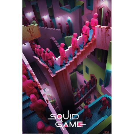 Poster le jeu du calamar, escaliers fous