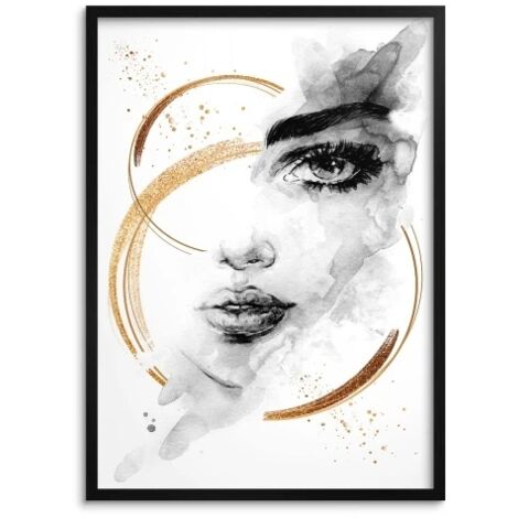 Poster moderno da parete con immagine di donna, cornice nera per soggiorno, camera da letto
