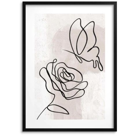Póster moderno de arte de pared con imagen de flor y rosa para sala de estar y dormitorio.