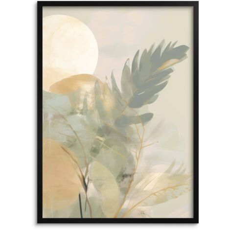 Póster pastel con imagen de arte de pared para sala de estar, oficina, dormitorio, hojas
