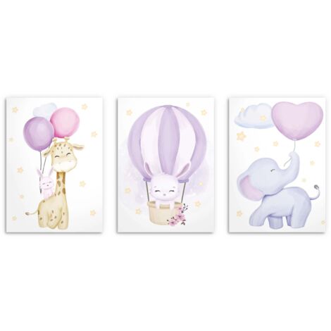 Poster pastello per la cameretta dei bambini Immagini per bambini Elefante 3x 30x40