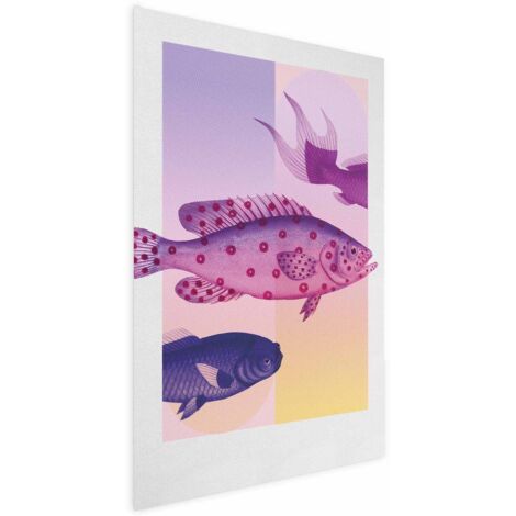 Póster - Peces de fantasía - ilustración artística de peces sobre un fondo colorido