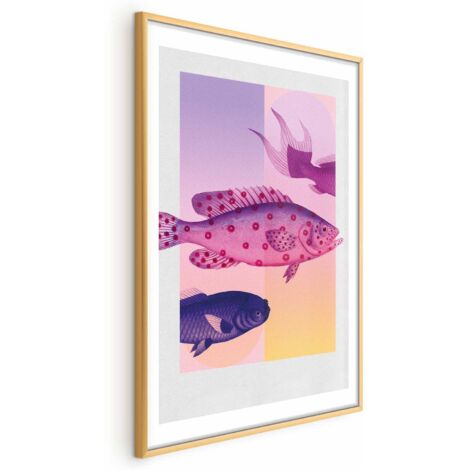 Póster - Peces de fantasía - ilustración artística de peces sobre un fondo colorido