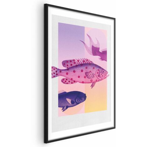 Póster - Peces de fantasía - ilustración artística de peces sobre un fondo colorido