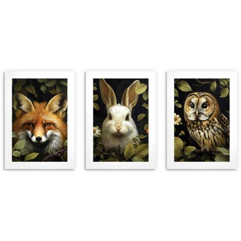 Poster per bambini Animali della foresta Immagini murali per cameretta dei bambini 30x40