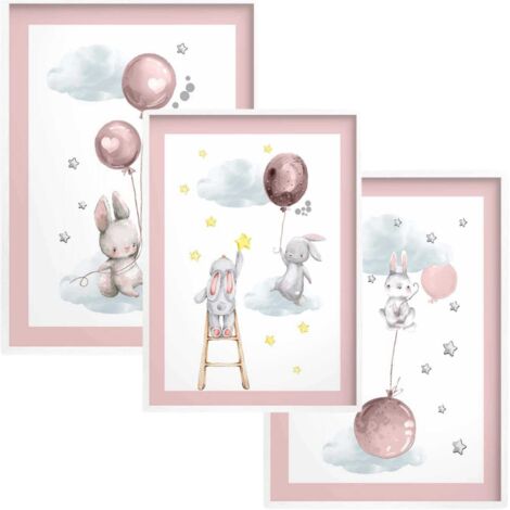 Poster per bambini con cornice bianca per la stanza Quadri da parete per bambini