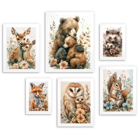 Poster per camerette per bambini Quadri pastello per bambini 6 pezzi 100x100