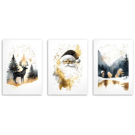 Poster per il soggiorno Babbo Natale Paesaggio invernale Decorazione natalizia 3x50x70