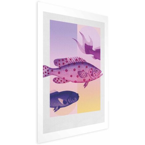 Poster - Pesci ornamentali - illustrazione artistica di pesci su uno sfondo colorato