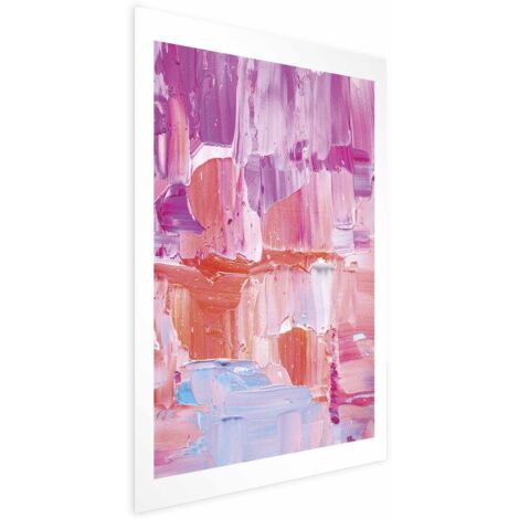 Póster - Pinceladas coloridas - intensos tonos de rosa y morado sobre lienzo