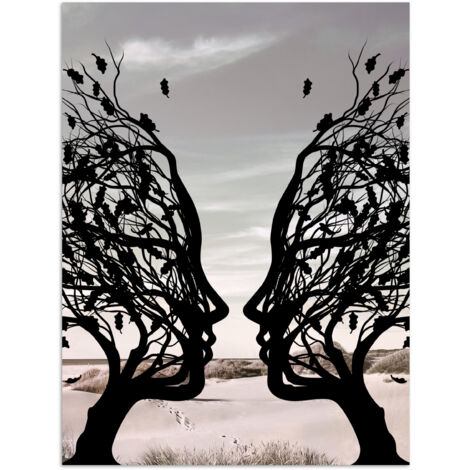 PÓSTER Playa - Mar - Gente - Árbol - Arte moderno Adornos Pared 60x80
