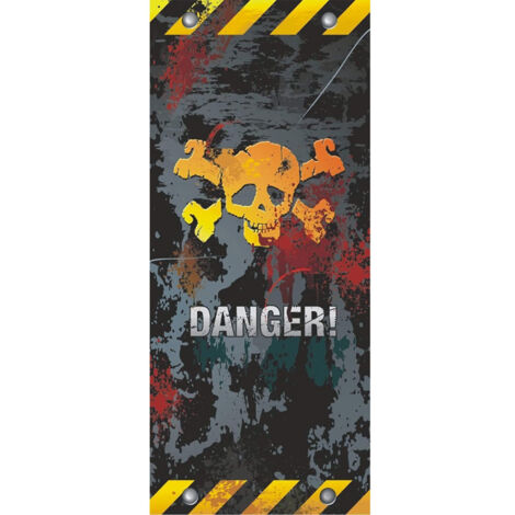 Poster porte Tête de mort avec slogan Danger, 90 x 202 cm
