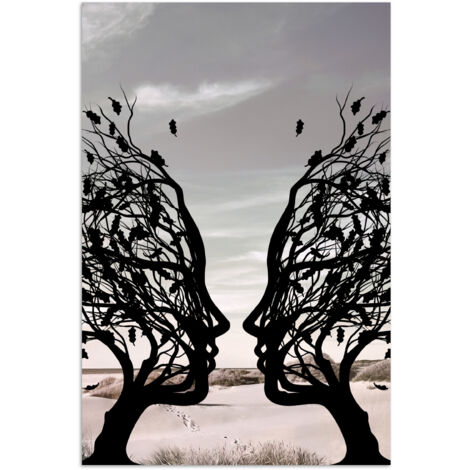 POSTER Spiaggia - Mare - Persone - Albero - Arte moderna 20x30 cm