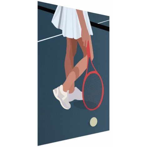 Poster - Tennista con racchetta rossa in campo - illustrazione