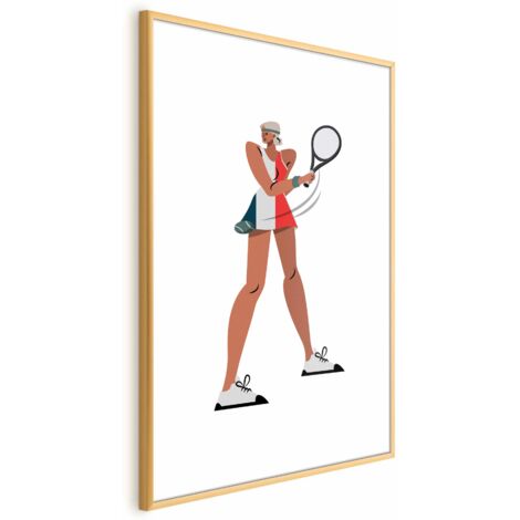 Poster - Tennista con racchetta su sfondo bianco - illustrazione