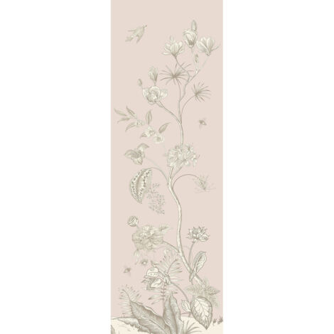 Poster Thème fleurs blanches et fond rose - 90 x 202 cm