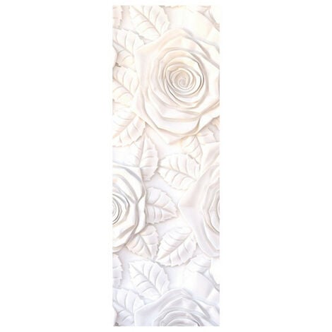 Poster Thème mur de roses blanches - 90 x 270 cm