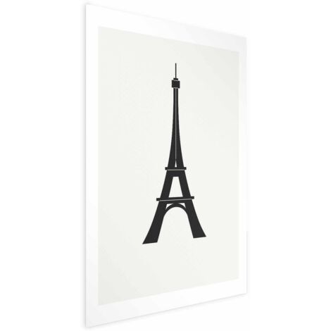 Póster - Torre Eiffel, gráfico sencillo en blanco y negro