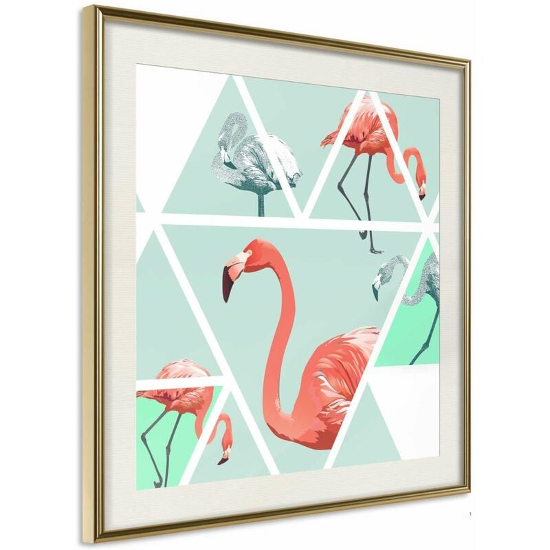 

Póster - Tropical Mosaic with Flamingos (Square) Medidas 20X20