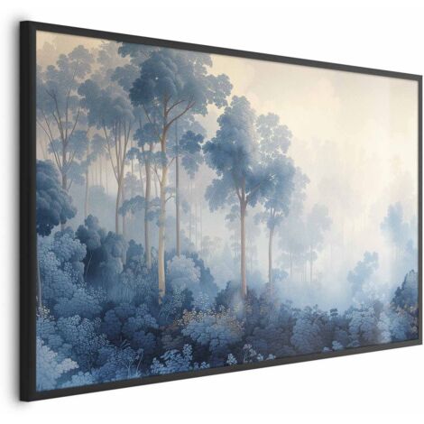 Póster - Un bosque en tonos azules brumosos