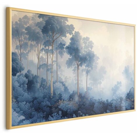 Póster - Un bosque en tonos azules brumosos